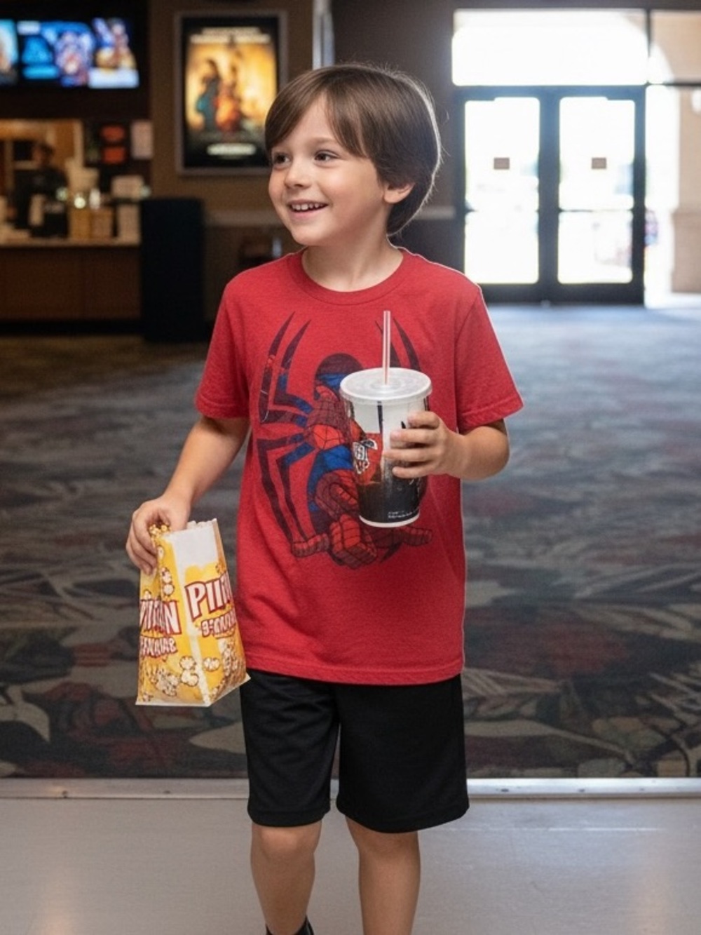 Marvel Red Spider-Man Tee and bcg Black Shorts Matching Set